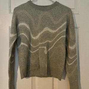 A New Day - Gray Grewneck Sweater with gold waves - Size XS